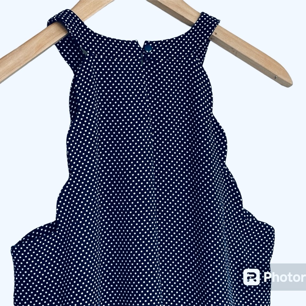 Monteau Sleeveless Top Size Medium Navy Blue W/ White polka dots Tunic Blouse - Picture 4 of 9